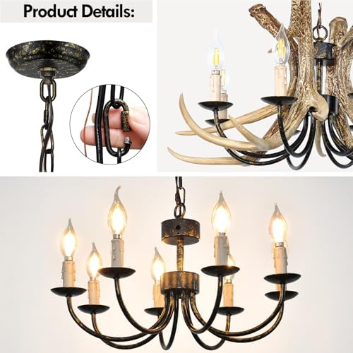 Debemenes Rustic Antler Chandelier 8 Lights 29 Inch