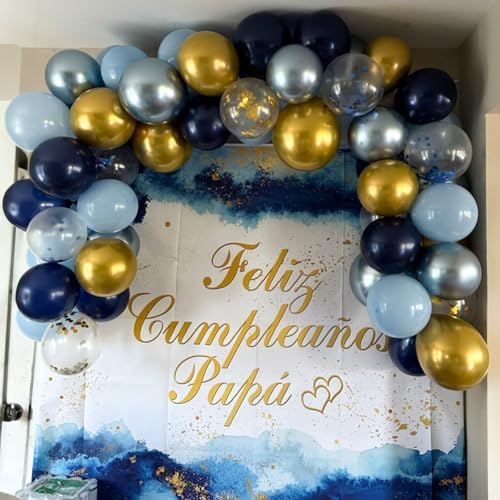 Navy Blue Gold Balloon Set 60 Pack 12 Inches