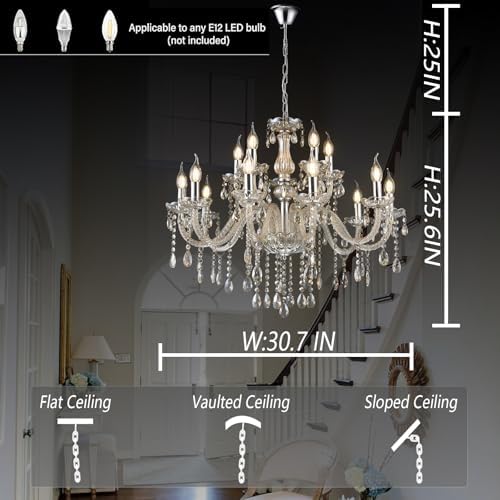 YYSHCHEN 307 Inch Crystal Chandelier with 15 Lights