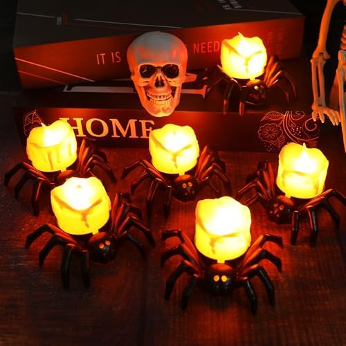FOIMAS Halloween Spider Flameless Candles 6 Pack