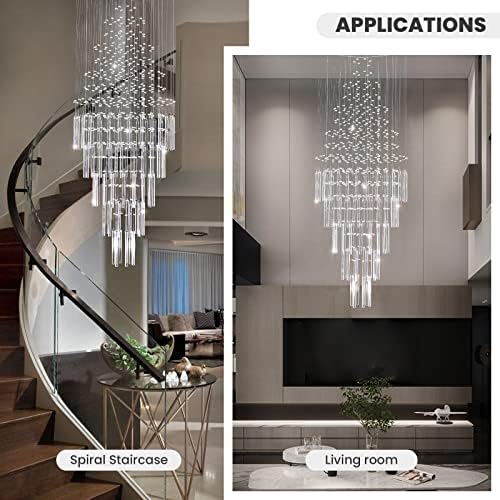 Modern Crystal Chandelier for High Ceiling Foyer Entryway
