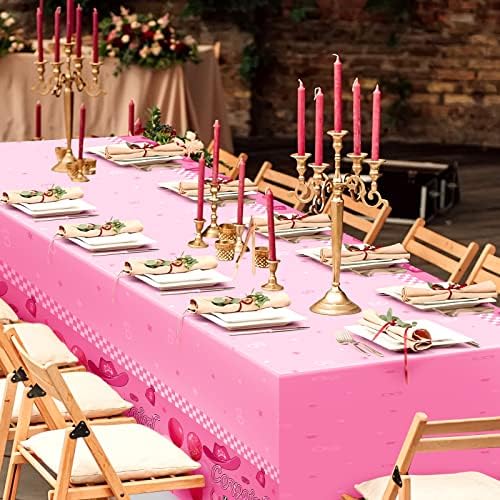 HyDren 3 Pcs Pink Cowgirl Tablecloth 54x108 Inch Party Decor