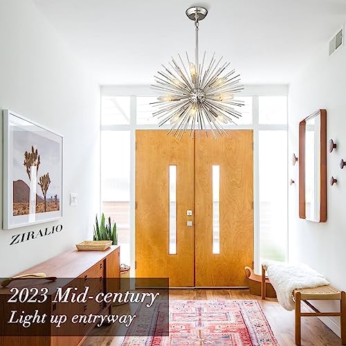 ZIRALIO 20 Inchanting Nickel Sputnik Chandelier 9 Light Modern Design