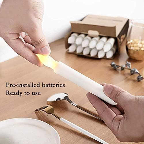 12PCS Flameless LED Taper Candles with Warm White Flicker