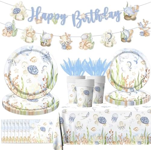 142pcs Under the Sea Party Tableware Set