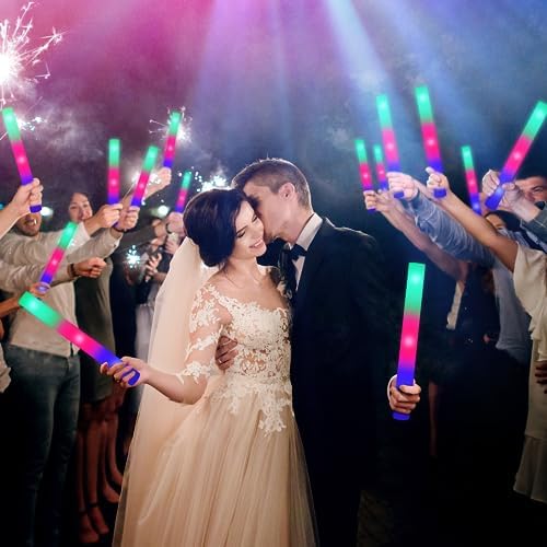 100 Pack LED Glow Sticks with 3 Modes for Parties