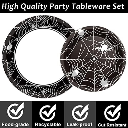 96 Pcs Halloween Paper Plates Napkins Set for 24 Guests