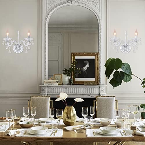 CRYSTOP 12 Lights Crystal Candle Chandelier 2 Lights Wall Sconce
