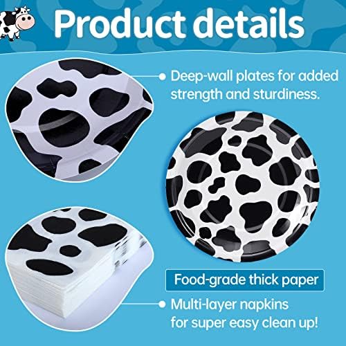 Cow Print Party Tableware Set 60PCS Plates and Napkins