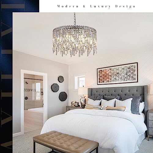 Modern Round 24 Inch Crystal Chandelier with 8 Lights