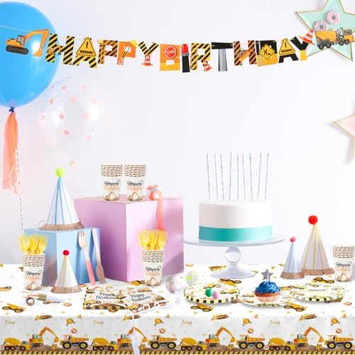122Pcs Construction Birthday Party Set for 24 Guests