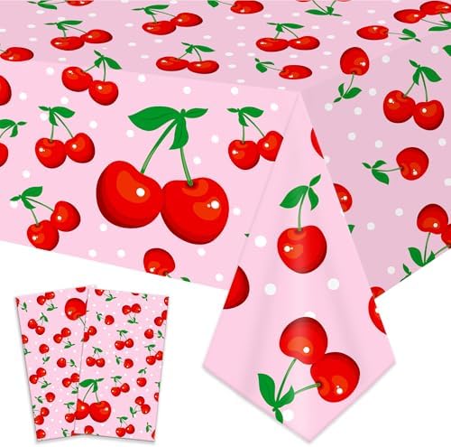 umoni Cherry Theme Tablecloth Set for Birthday and Baby Shower