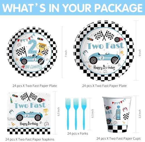 Race Car Party Tableware Set for 2nd Birthday