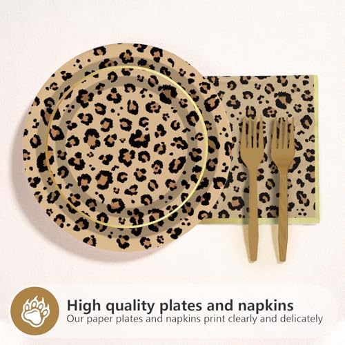 Grencian 96 Pcs Cheetah Print Party Plates and Napkins