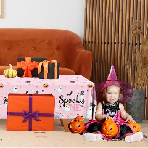 Spooky One Birthday Tablecloths 3PCS Pink Halloween Decorations