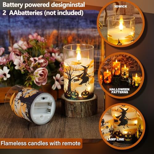 Halloween Flameless Candles with Remote Set of 3