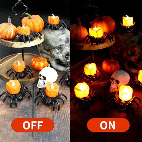 FOIMAS Halloween Spider Flameless Candles 6 Pack