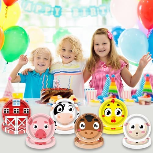Farm Animal Themed Disposable Plates 60 Count Set