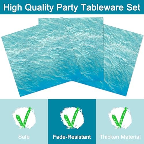 96 Pcs Ocean Themed Plates and Napkins Party Set