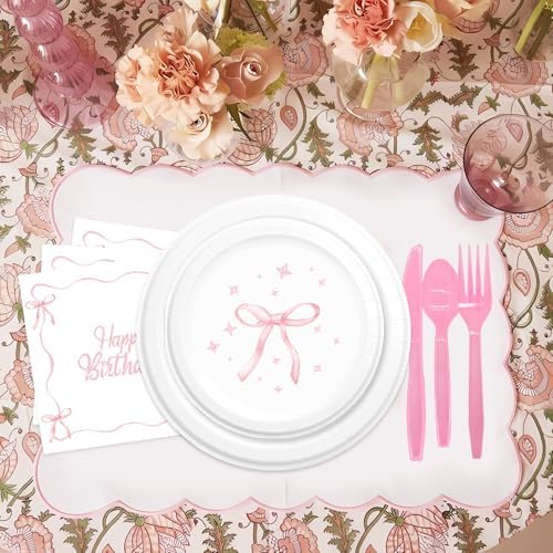 Pink Bow Party Decorations 170 Pcs Birthday Supplies Set