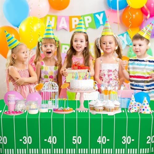 QISOLIY Football Field Tablecloths 3 Pack - Disposable Plastic 54x108 Inch Party Covers