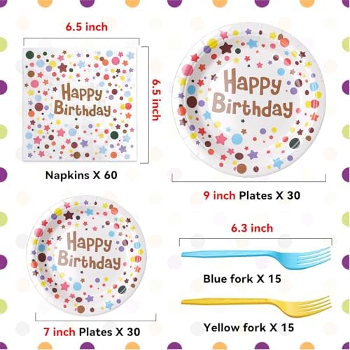 150 Pcs Happy Birthday Party Supplies Tableware