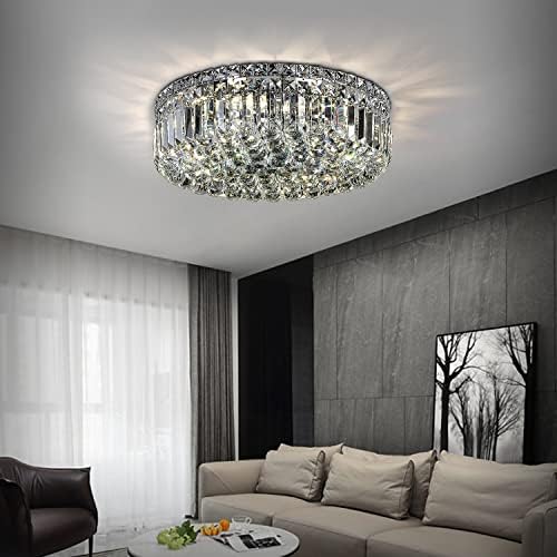 CEENLI 6-Lights Crystal Flush Mount Chandelier