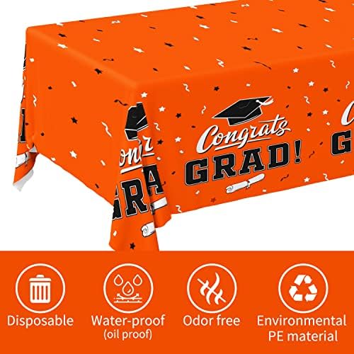 Graduation Party Decorations Orange Tablecover 3pcs 54x108