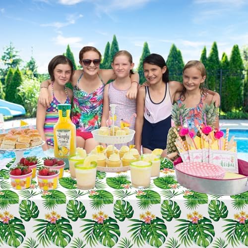 6 Pack Hawaiian Luau Tablecloths with Palm Leaves Design