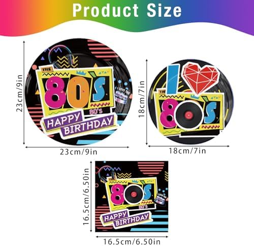 80s Themed 60pcs Paper Plates Napkins Party Set