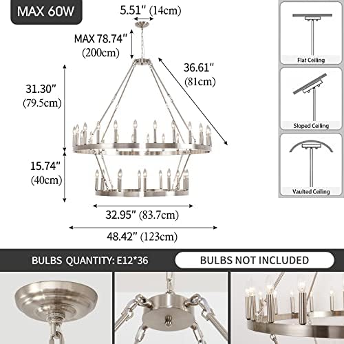 HHR 36 Light 48 Inch Chandelier with 2 Tiers