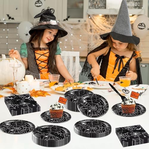 Halloween Spider Web Tableware Set for 24 Guests
