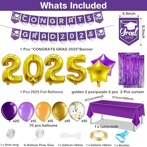 2025 Graduation Decorations Set with Balloons and Banners