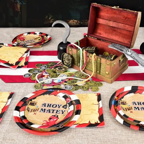 WERNNSAI Pirate Themed Plates and Napkins Set