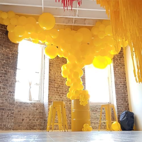 PartyWoo Mustard Yellow Balloons 127 pcs Fall Decor