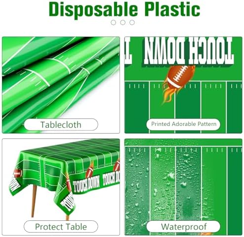 Football Tablecloth 2 Pack 54x108 Touchdown Table Cover for Parties