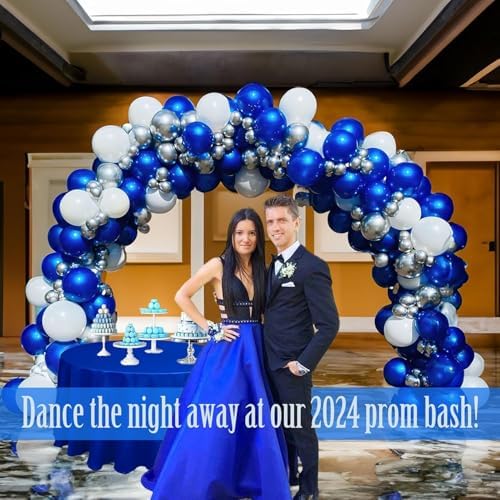Pearl Royal Blue and White Silver Balloon Garland Arch Kit