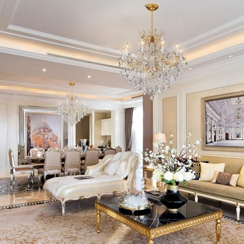 Modern Crystal Chandelier with 10 Lights - Gold Finish