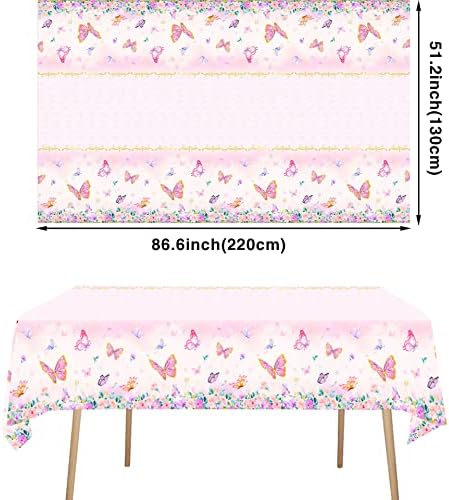 3pc Pink Butterfly Tablecloth Birthday Party