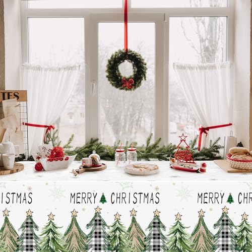 3 Pcs Christmas Tree Plastic Tablecloths 54x108 In