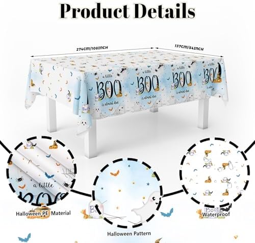 Halloween Little Boo Baby Shower Decorations Blue Tableware Set 169Pcs
