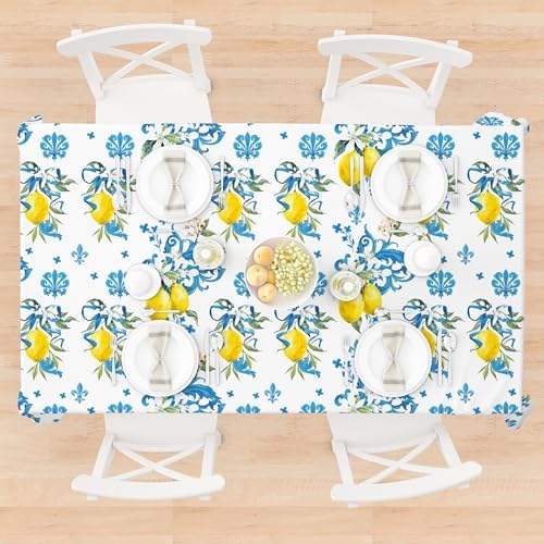 3 Pcs Lemon Tablecloth for Kitchen Party Decor 54x87In