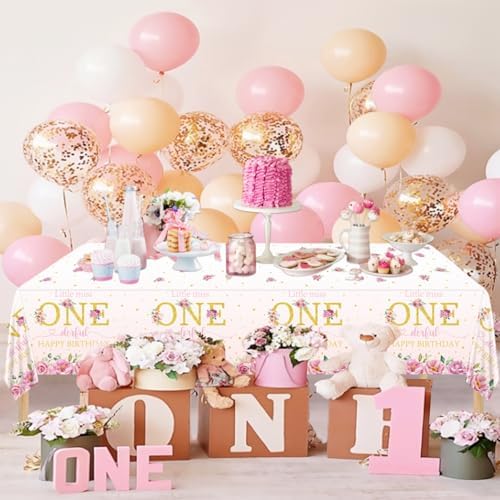 Miss Onederful 8 Pack Floral 1st Birthday Tablecloths 51x87