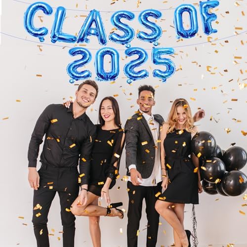 16 Inches Class of 2025 Graduation Balloons Banner Set Blue