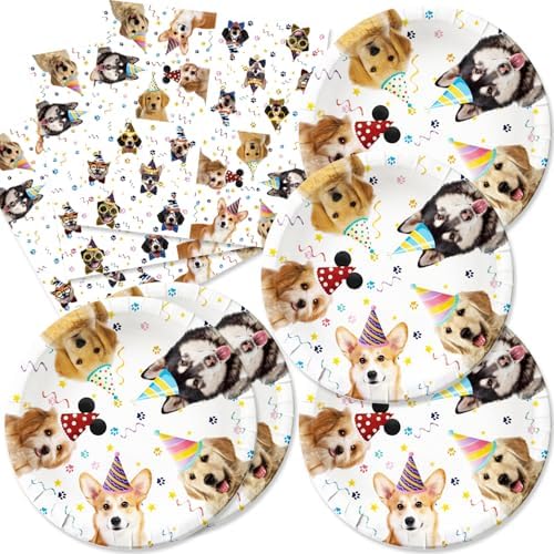 Egami 40pcs Pet Dog Birthday Party Supplies Plates Napkins