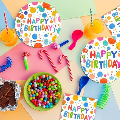 40PCS Happy Birthday Plates and Napkins Set