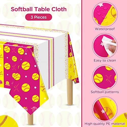 Rumia 3 Pcs Softball Tablecloth for Birthday Party