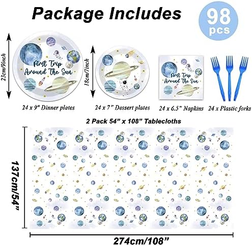 98 PCS Outer Space Themed Birthday Party Tableware Set