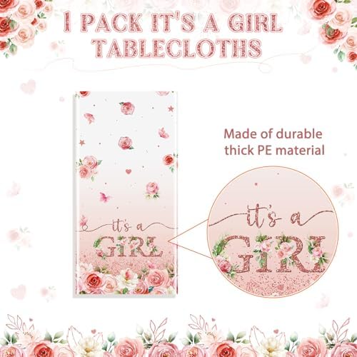 Floral Baby Shower Tablecloth Decorations for Girls