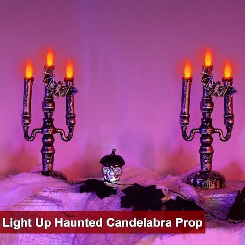 TURNMEON 2 Pack LED Halloween Candles with Bat Decor